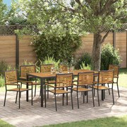 vidaXL Conjunto de Jantar de Jardim com 9 Peças em Rattan Sintético Preto e Acácia
