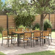 vidaXL Conjunto de Jantar para Jardim 9 pcs Preto e Marrom vime PE