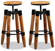 vidaXL Bancos de bar 2 pcs madeira de mangueira maciça