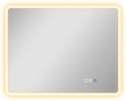 HOMCOM Espelho com LED Bluetooth Casa de Banho 70x90 cm Interruptor Tátil Luz Ajustável 3 Cores Anti Embaciamento Memória Prateado | Aosom Portugal