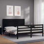 Estrutura de cama King Size com cabeceira madeira maciça preto