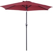 Outsunny Chapéu de Sol de Jardim Ø270x235cm Chapéu de Sol de Alumínio Reclinável com Manivela e 6 Hastes para Terraço Exterior Balcão Vermelho Escuro