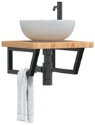 vidaXL Prateleira de parede p/ lavatório aço/madeira carvalho maciça