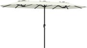 Outsunny Guarda-Sol Duplo de Jardim 4,6x2,6 m com Manivela Manual Proteção UV50+ Capa Resistente à Água Creme | Aosom Portugal