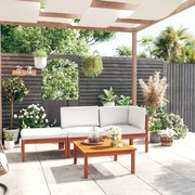 vidaXL Conjunto de jardim com 4 peças e almofadas, creme, 63x63 cm