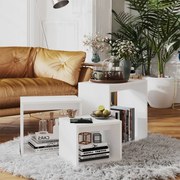 vidaXL Mesas de encastrar 3 pcs contraplacado branco