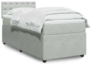 vidaXL Cama com molas/colchão 90x190 cm veludo cinza-claro