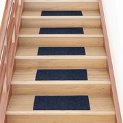 vidaXL Tapetes de escada autoadesivos 30 peças 60x25 cm azul marinho retangular