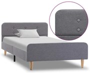 vidaXL Estrutura de cama em tecido 90x200 cm cinzento-claro