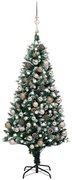 vidaXL Árvore Natal artificial pré-iluminada c/ bolas e pinhas 180 cm