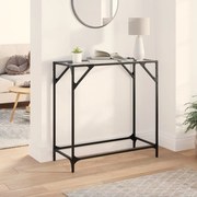 vidaXL Mesa consola com tampo em vidro transparente 80x35x81 cm aço