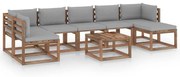 8 pcs conjunto lounge de jardim com almofadões cinzentos