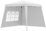 Outsunny Tenda Dobrável com 2 Paredes Laterais Altura Ajustável Proteção UV50+ e Bolsa de Transporte 240x240x250 cm Branco | Aosom Portugal