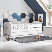 Cama infantil branca LUK ursinho azul 140x70 com gaveta - colchão e estrado incluído
