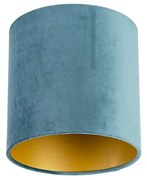 Abajur de veludo azul 20/20/20 com interior dourado