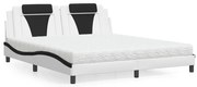 vidaXL Cama com colchão 180x200 cm couro artificial preto e branco