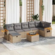 vidaXL 8 pcs conjunto de sofás p/ jardim com almofadões vime PE bege