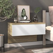 Mesa de cabeceira montagem na parede branco e carvalho sonoma