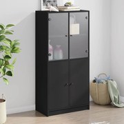 vidaXL Armário alto c/ portas 68x37x142 cm derivados de madeira preto