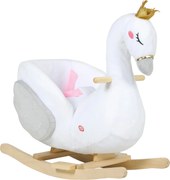 AIYAPLAY Brinquedo de balanço, Cisne com canção de ninar, enchimento macio, estrutura em madeira, para crianças 1,5-3 anos, 65x40x68 cm, Branco | Aosom Portugal