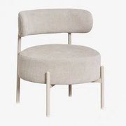 Poltrona Estofada Anisa Tapioca Bege & Tecido Chenille Branco Quebrado - Sklum