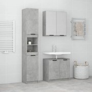 vidaXL 3 pcs conj. móveis casa banho derivados madeira cinza cimento