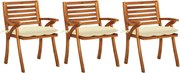 vidaXL Cadeiras de jantar jardim c/ almofadões 3 pcs madeira acácia