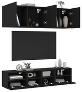 vidaXL 5 pcs móveis de parede p/ TV derivados de madeira preto