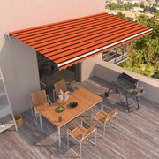 Toldo retrátil automático 600x350 cm laranja e castanho