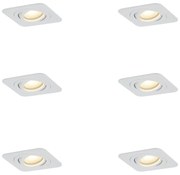 Conjunto de 6 focos embutidos redondos brancos GU10 50mm giratórios e inclináveis IP44 - Alberto Moderno