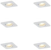 Conjunto de 6 focos embutidos redondos brancos GU10 50mm giratórios e inclináveis IP44 - Alberto