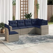 vidaXL 6 pcs conjunto sofás p/ jardim c/ almofadões vime PE cinzento