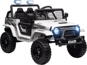 AIYAPLAY Carro elétrico infantil com suspensão suave, controlável por controle remoto, luzes LED, buzina, motores 12V, em plástico e metal, branco | Aosom Portugal