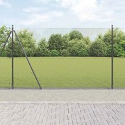 vidaXL Cerca de Arame Soldado com 7 Postes Flanged Cinza 1.5x10 m Aço