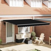 vidaXL Toldo Retrátil Preto 400 × 350 cm Tecido e Alumínio