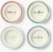 Pratos de massa em porcelana com padrão decorativo Tutti, conjunto de 4