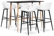 vidaXL 5 pcs conjunto de bar preto e branco