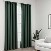 Cortinas opacas aspeto linho c/ ganchos 2 pcs 140x225 cm verde