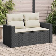 vidaXL Sofá de jardim com almofadões 2 lugares vime PE preto