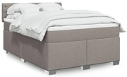 vidaXL Cama com molas/colchão 140x200 cm tecido castanho-acinzentado