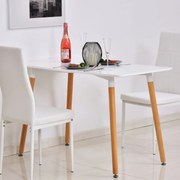 Mesa de jantar estilo nórdico com pernas de madeira 120x60x75 cm branco