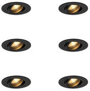 Conjunto de 6 Focos Embutidos Modernos Pretos - Rondoo