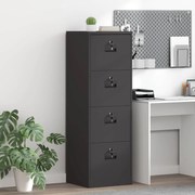 vidaXL Armário de Arquivo Preto 44 x 50 x 106.5 cm Aço Laminado a Frio