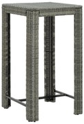 vidaXL Mesa de bar para jardim 60,5x60,5x110,5 cm vime PE cinzento