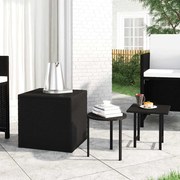 vidaXL Mesas de apoio 3 pcs vime PE preto