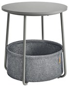 Mesa de apoio redonda com cesto de tecido | VASAGLE | 45 x 45 x 51 cm | cinza pomba + cinza ardósia | LET223G36.
