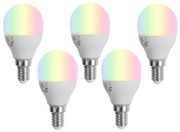 Conjunto de 5 lâmpadas LED E14 inteligentes reguláveis G45 Opal 4,9W 470 lm 2700-6500K