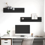 vidaXL Prateleiras de Parede 2 pcs Carvalho Preto 80 x 11.5 x 18 cm