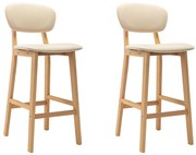 vidaXL Bancos de bar 2 pcs tecido cor creme