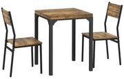 HOMCOM Conjunto de Mesa de Jantar com 2 Cadeiras Encaixadas para Cozinha Sala de Estar Casa Rústico | Aosom Portugal
